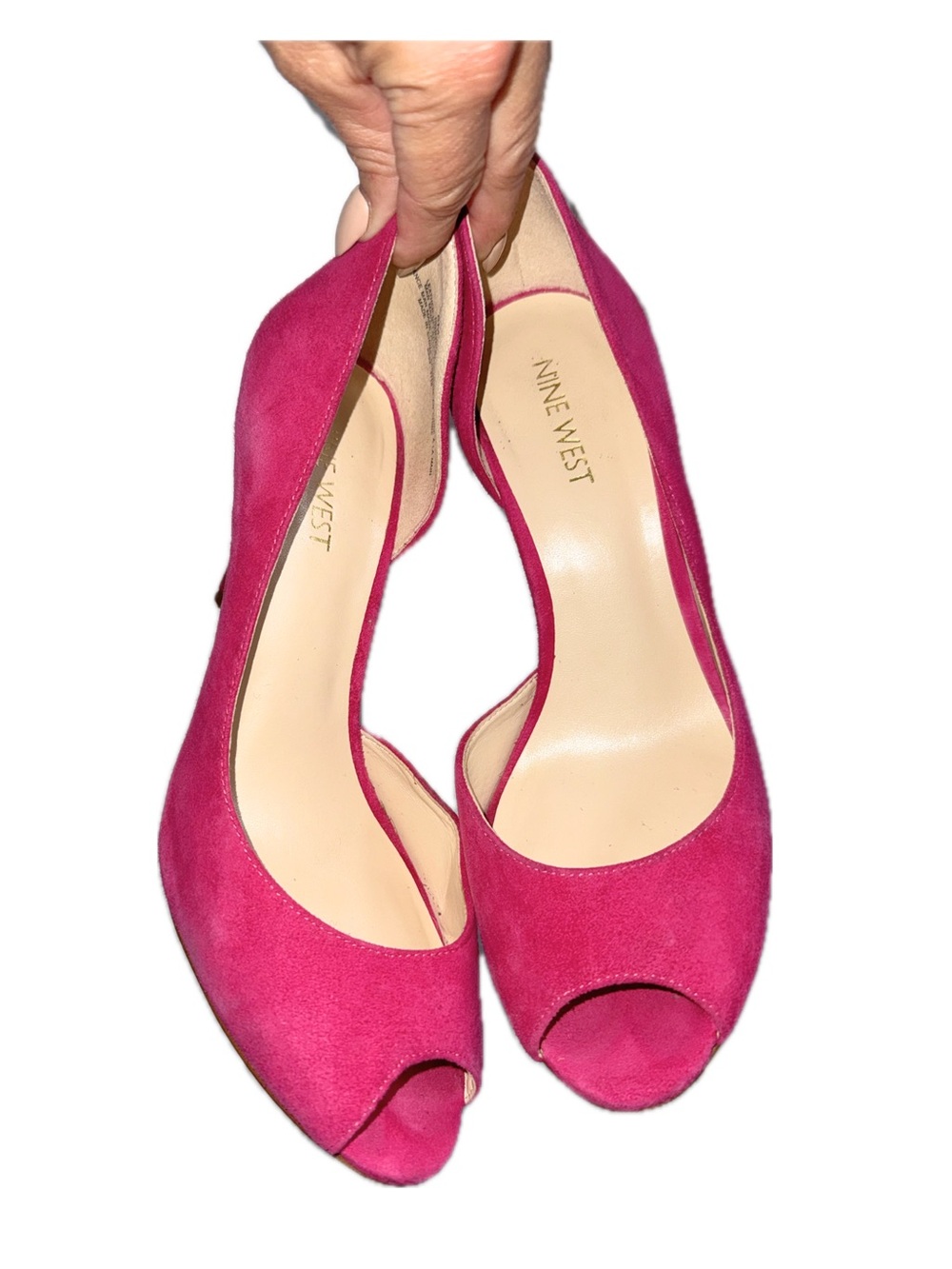 Nine West Hot Pink Suede Peep-Toe Pumps